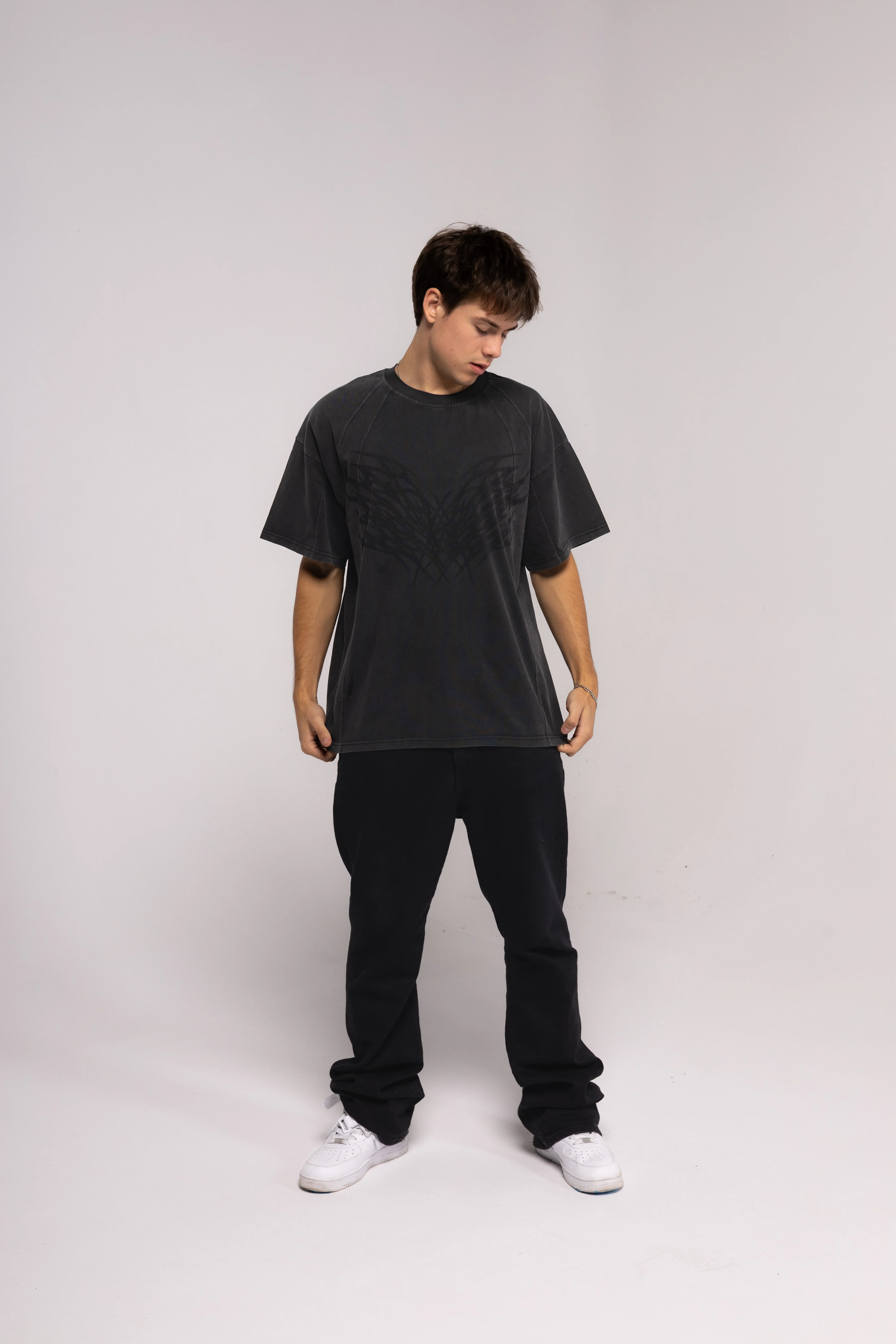 Graphite Washed Boxy Tribal T-shirt - Image 3