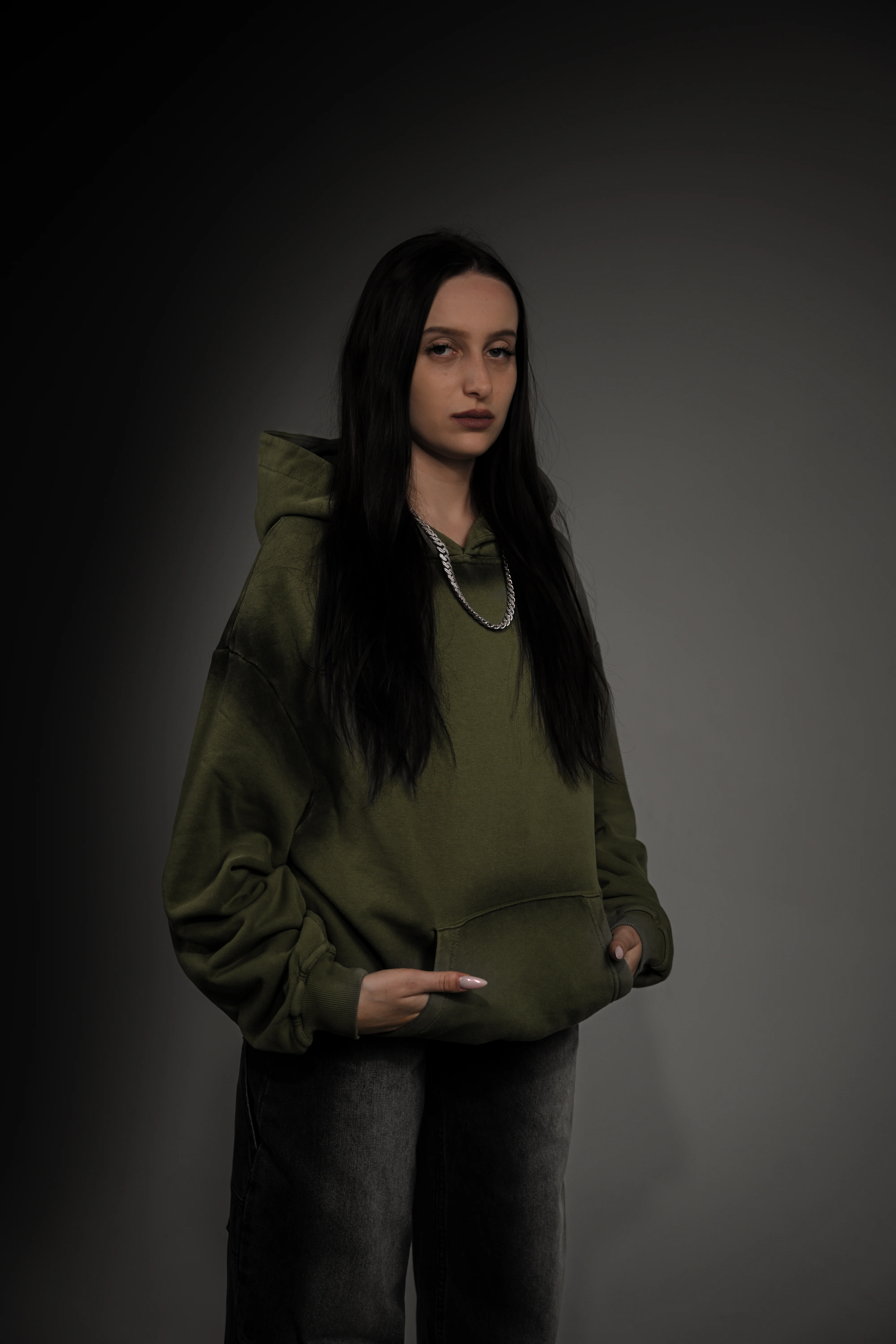 Washed Series Olive Green Hoodie - Image 7